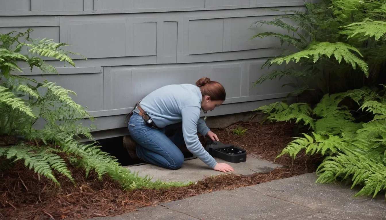 A provider checking a damp crawl space vent for pest entry points near Lakewood